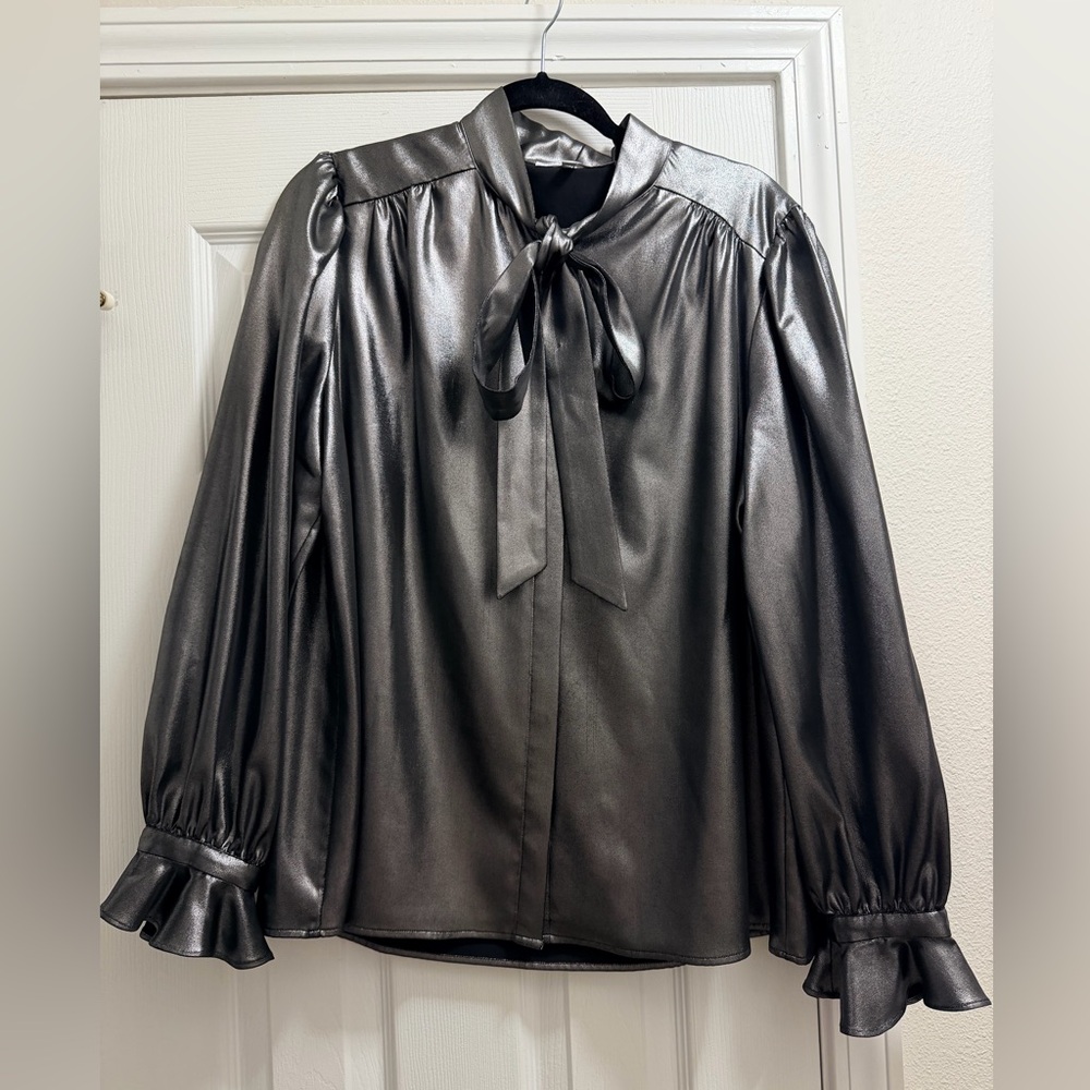 Preston & York Metallic Silver Blouse